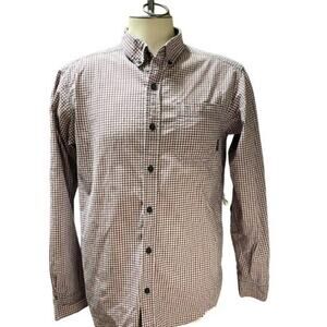 Columbia Men's Maroon/Blue Checked Button Down Shirt Size Medium